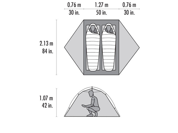 MSR Access 2-Person 4-Season Ski Touring Tent Dimensions